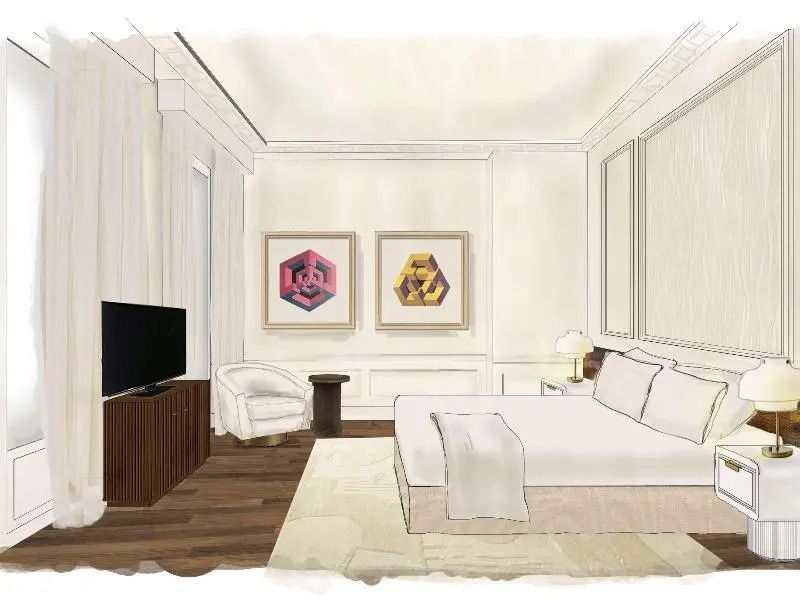 Gemütliche Deluxe Suite mit Doppelbett und modernen Möbeln