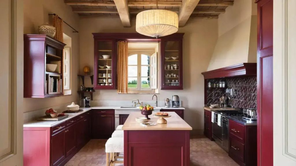 Stilvolle Küche in der Sant'Anna Villa mit hölzernem Inselbereich und modernen Geräten