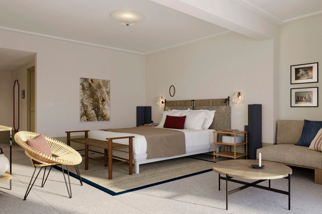 Elegante Suite mit gemütlichem Doppelbett und moderner Einrichtung