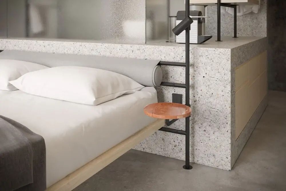 Moderne Zimmereinrichtung mit stilvollem Bett