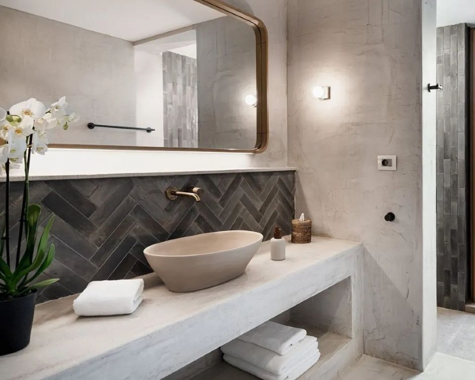 Modernes Badezimmer mit stilvollen Armaturen und dezenter Beleuchtung