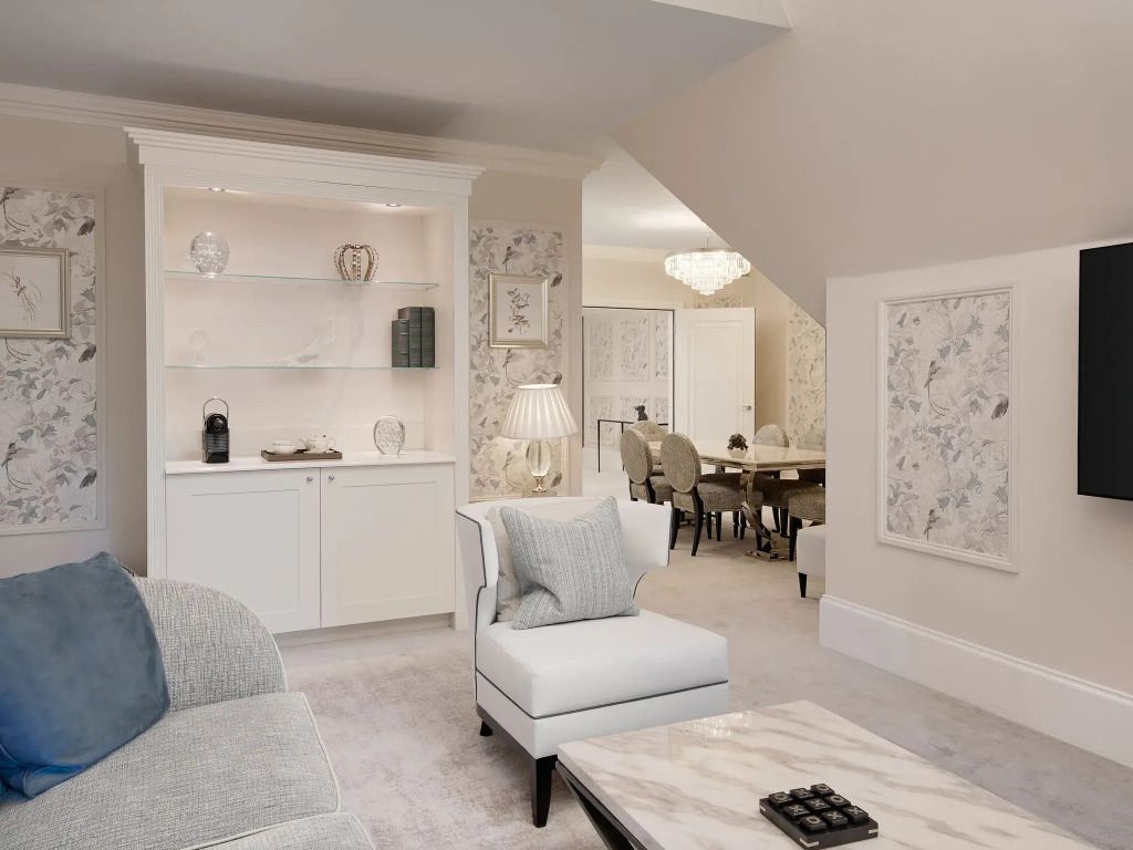 Luxuriöser Wohnbereich mit edlem Mobiliar und eleganten Designakzenten