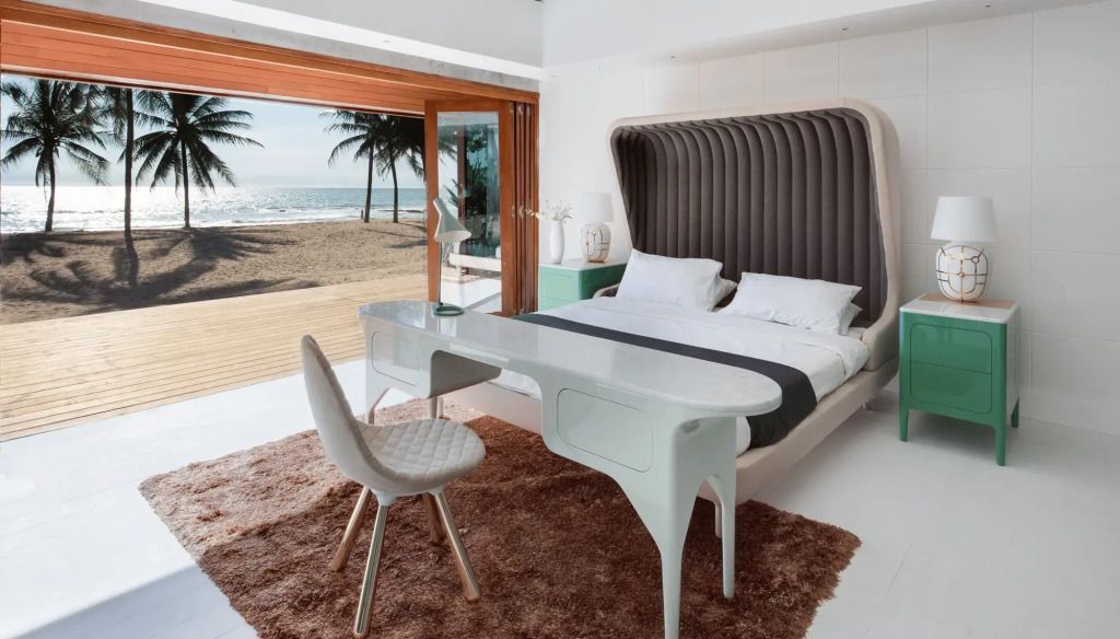 Einladende Suite mit Doppelbett und direktem Zugang zum Strand