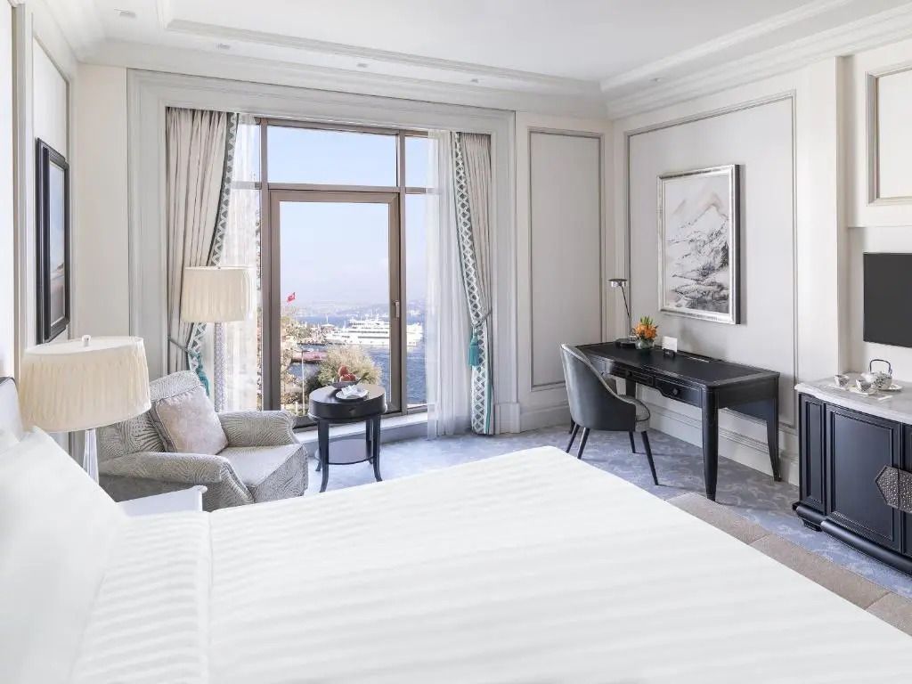 Deluxe Zimmer mit zwei Betten und atemberaubendem Blick auf den Bosporus.