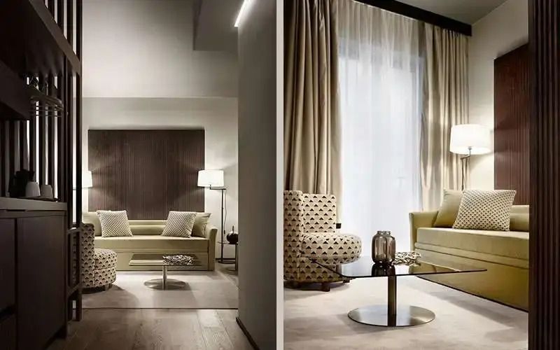 Moderne Sitzecke in der Junior-Suite des Hotels mit stilvollem Design
