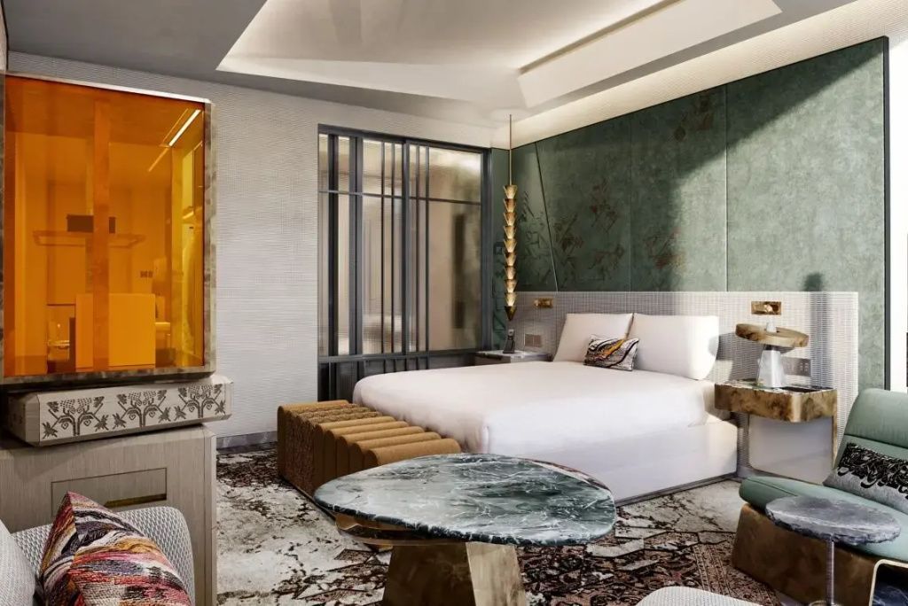 Modernes Deluxe Doppelzimmer mit stilvoller Einrichtung und Stadtblick im W Riyadh Hotel