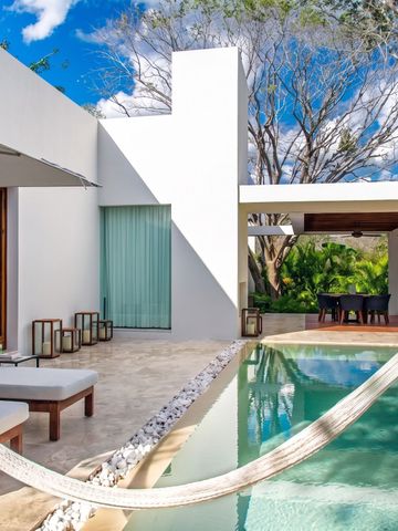 Hängematte und privater Pool bei moderner Villa in Chable Yucatan