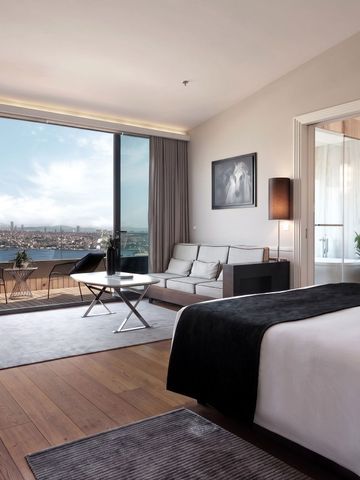 Luxuszimmer mit Panoramablick auf den Bosporus und moderner Einrichtung