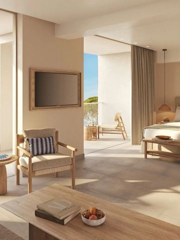 Helles Zimmer mit Meerblick und eleganter Einrichtung im Ikos Olivia
