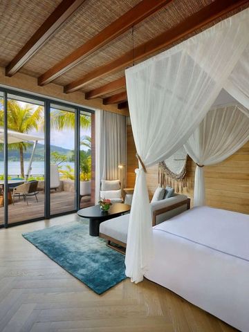 Himmelbett-Suite mit Meerblick und Terrasse im Mango House Seychelles
