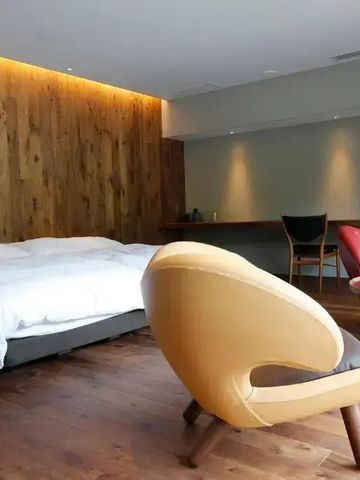Geräumiges Zimmer mit stilvollen Möbeln und indirekter Beleuchtung
