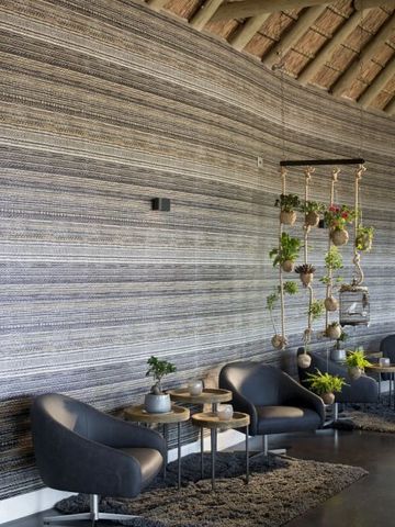 Lounge-Bereich mit Pflanzen und stilvollen Möbeln