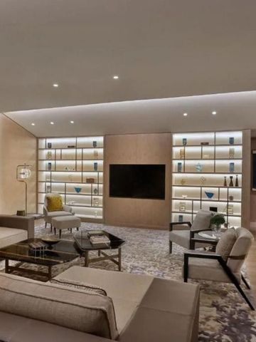 Geräumiges Zimmer mit modernen Möbeln und stimmungsvollem Licht