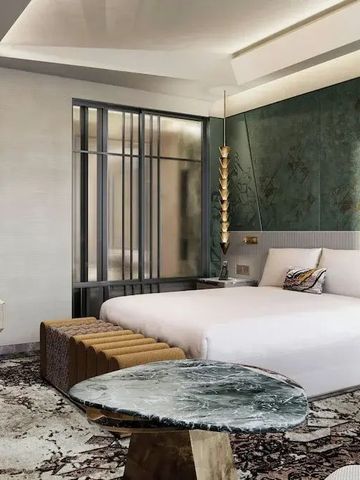 Luxuriöses Hotelzimmer mit modernem Design und einzigartigen Möbeln