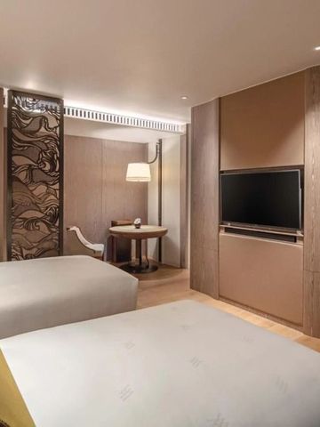 Elegantes Doppelzimmer mit TV und modernem Dekor