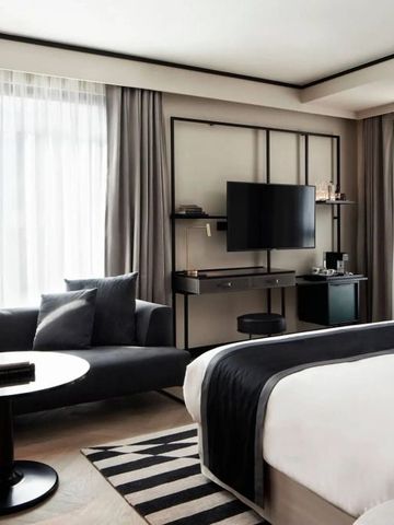 Helles Hotelzimmer mit Sofa und Flachbildfernseher