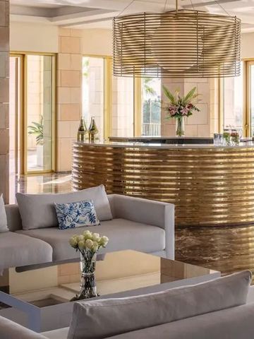 Luxuriöser Lounge-Bereich mit stilvollem Barbereich im Hintergrund