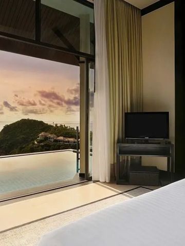 Zimmer mit Meerblick und eindrucksvollem Sonnenuntergang im Banyan Tree Samui