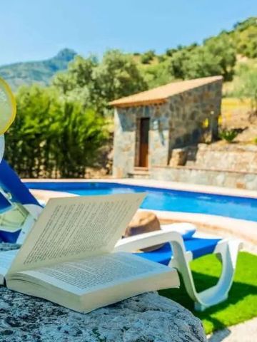 Entspannungsbereich am Pool mit Buch und Getränk