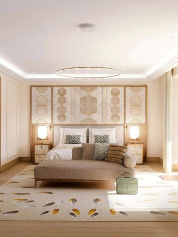 Geräumiges Schlafzimmer mit stilvollen Details und modernem Dekor