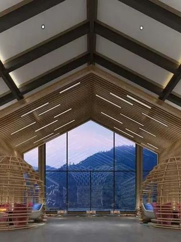 Hotel-Lounge mit modernem Design und Panoramabergblick