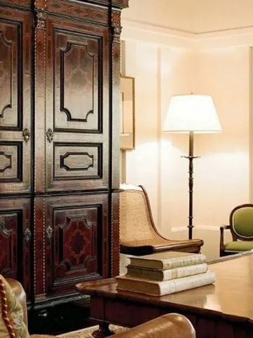 Sophisticated study area with classic wooden furniture