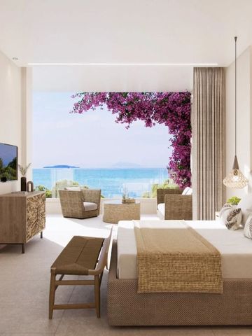 Zimmer mit Panoramablick auf das Meer und stilvolle Inneneinrichtung