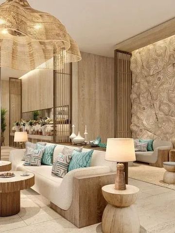 Gemütliche Lounge mit Holzelementen und moderner Dekoration