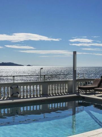 Infinity-Pool mit Meerblick und blauer Himmel