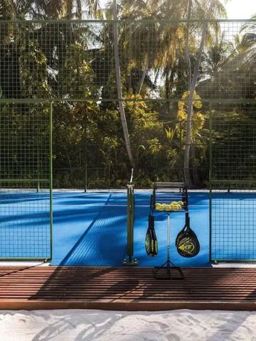 Padelplatz umgeben von tropischer Vegetation