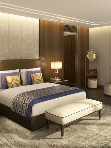 Stylisches Hotelzimmer mit modernem Design und eleganter Beleuchtung.