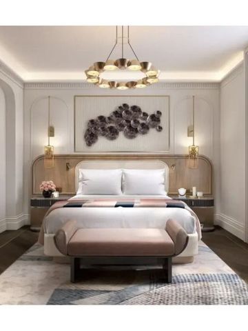 Elegantes Schlafzimmer im Mandarin Oriental Vienna mit Kunst an der Wand