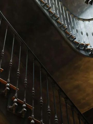 Elegante Wendeltreppe mit kunstvollen Details im historischen Stil