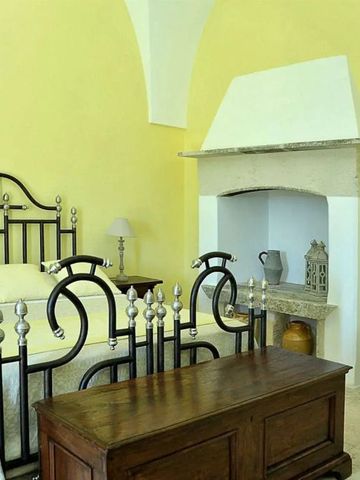 Gemütliches Zimmer mit Metallbett und Kamin im Naturalis Bio Resort.