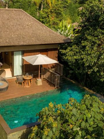 Luxusvilla mit privatem Infinity-Pool im grünen Tropenidyll