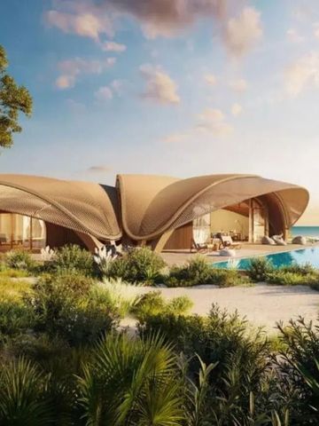 Moderne Villenarchitektur mit Pool und üppiger Vegetation