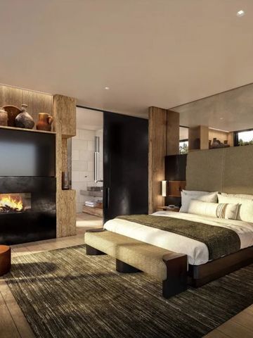 Gemütliches Schlafzimmer mit Kamin und stilvoller Einrichtung