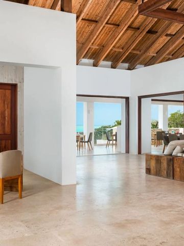 Großer, eleganter Wohnbereich mit Holzdecke und Blick auf die Terrasse