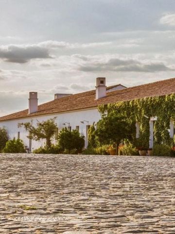 Weiße Fassade eines Landhauses mit Kopfsteinpflaster
