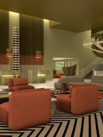 Stilvolle Lobby mit moderner Inneneinrichtung und stilvollen Möbeln