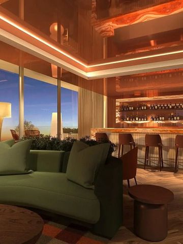 Elegante Hotelbar mit gemütlicher Atmosphäre und beeindruckendem Blick nach draußen