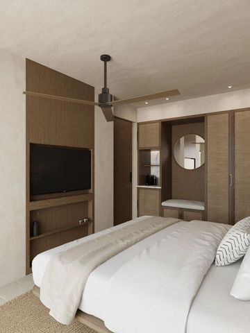 Geräumiges Zimmer mit Doppelbett und warmen Holztönen