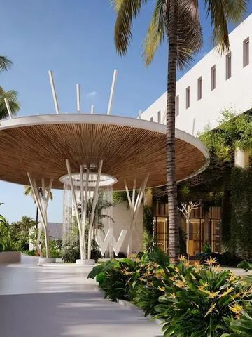 Außenbereich des Resorts mit innovativer Architektur und tropischen Pflanzen