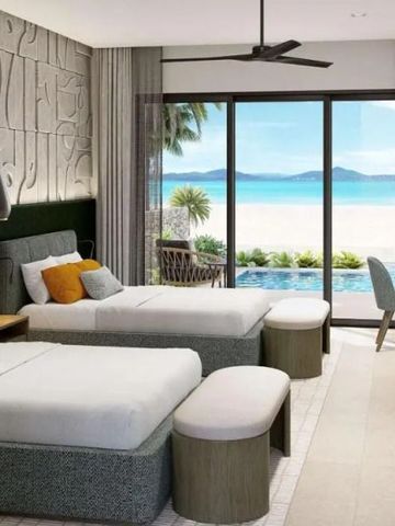 Zimmer mit Meerblick und modernen Annehmlichkeiten.