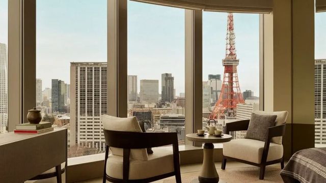 Ausblick vom Zimmer auf die Skyline von Tokio
