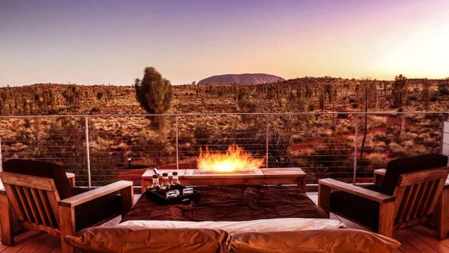 Longitude 131 Feuerstelle mit Blick auf die Natur