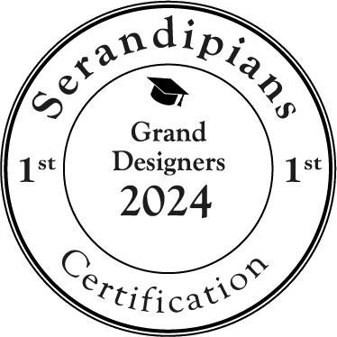 Rundes Serandipians-Zertifikat mit Schriftzug Grand Designers 2024