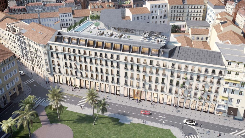 Außenansicht des Maison Albar Le Monumental Palace mit Dachterrasse und Pool